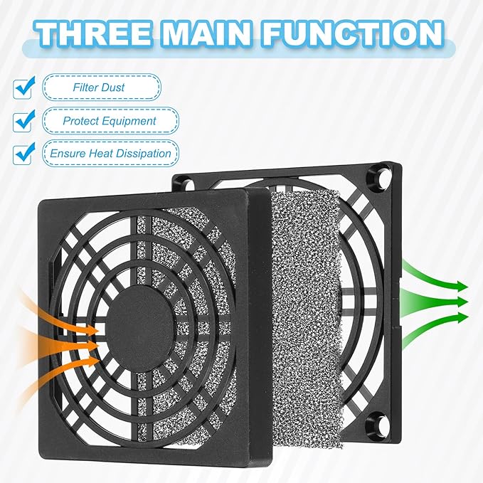 PATIKIL 120mm Fan Filter Grill, 6 Pcs Plastic Ventilation Dustproof Grill Cover Cooling Ventilator with Screws for Industry Workshop Computer Case Refrigerators Air Conditioning, Black