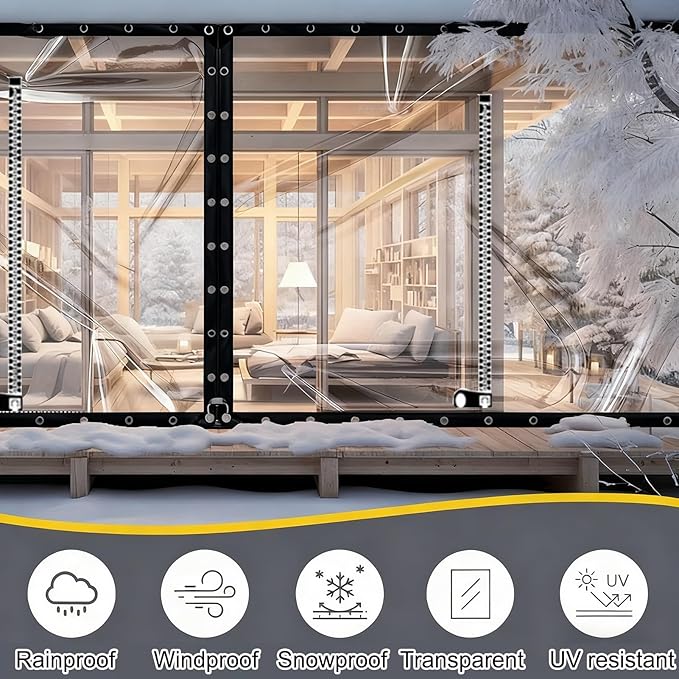 Curtain Patio Enclosure, Water Proof PVC Curtains for Gazebos with Zip, Transparent Outdoor Tarps for Patio Enclosure, Camping, Porch(2.5x3.3m)