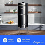 Culligan MaxClear 3 Gallon Gravity Water Filter System, Polished Stainless-Steel Countertop Water Filter NSF/ANSI Certified to Reduce Microplastics, Lead & Total PFAS, with 3 Ceramic Filters