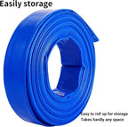2" x 100 FT Pool Backwash Hose Blue Heavy Duty Reinforced PVC Lay Flat Water Discharge Hose for Swimming Pool Filter Pump,with 2 Clamp