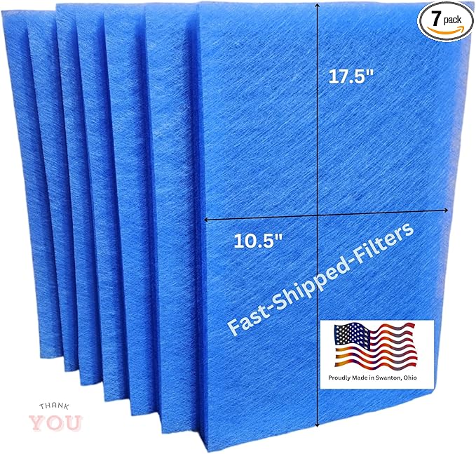 Fast-Shipped-Filters 7 Pack 12x20 Replacement Filter Pads Compatible with MicroPower Guard One Hour Air Cleaner Refill Blue (7, Blue, 12x20)