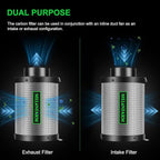 MELONFARM 6" Air Carbon Filter Smelliness Control with Australia Virgin Charcoal, Odor Removal Carbon Filter for Grow Tent, Inline Fan, Hydroponics, Pre-Filter Included, Insulated Flange 6" x 11.8"