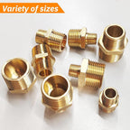 2pcs 1/2" NPT x 3/8" NPT Brass Nipple, 1/2 to 3/8 Adapter Fitting Reducing Solid Hex Nipple, Brass 1/2 Male to 3/8 Male Reducer Pipe Fittings for Extending and Connecting Pipes