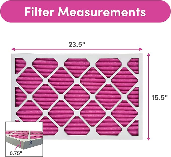 Colorfil 16x24x1 Air Filter (6-Pack) | Made in the USA | Color Changing | Remove Cat and Dog Odor | MERV 8 for Pet Hair Dander and Dust | 15.5"x23.5"x0.75" Exact Size