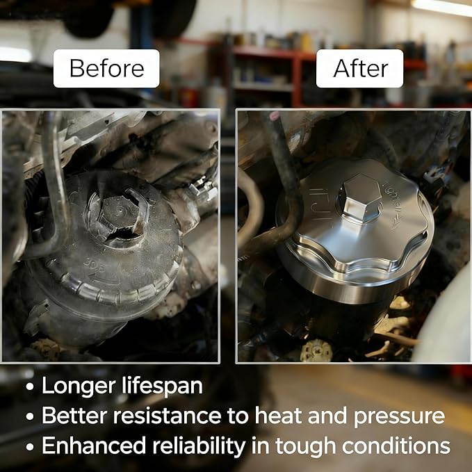 iFJF 68065612AA Fuel Filter Housing Cover Cap Replacement for 2011-2024 Ram 6.7L 2500 3500 4500 5500 2010 DODGE RAM 2500 3500 PICKUP DODGE RAM 4000-5000 Cummins Diesel Engine Billet Aluminum (Gold)