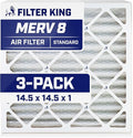 Filter King 14.5x14.5x1 Air Filter | 3-PACK | MERV 8 HVAC Pleated A/C Furnace Filters | MADE IN USA | Actual Size: 14.5 x 14.5 x .75"