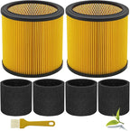 Replacement Filter for Vacmaster 5-20 Gallon/Hart Shop Vacuum 5-17 Gallon, Replaces Hart VCFS 3701 Filter/VCFF Filter, Fits most Shop-Vac/Craftsman Vacuum, with 2x Wet Foam Sleeve