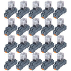 20PCS Electromagnetic Power Relay, 8-Pin 10 AMP 24V DC Relay Coil with Socket Base, LED Indicator, DPDT 2NO 2NC - MY2NJ [Applicable for DIN Rail System]