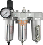 1/2" NPT HEAVY DUTY Industrial Grade Filter Regulator Coalescing Desiccant Dryer System For Compressed Air Lines, Metal Bowls, Great For Paint Spray And Plasma Cutter (AUTO DRAIN)