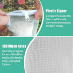 AQUANEAT Aquarium Filter Media Bags 15pcs Fish Tank Extra Fine 100 Micron Mesh Bags with Plastic Zipper for Activated Carbon (3" x 8")