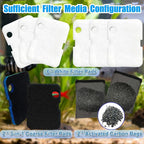 10PCS Replacement Filter Kit for Cascade 700/1000 CCF2UL/CCF3UL Aquarium Floss Media, 2 Upgraded Carbon-Coarse-Activated Carbon Filter Pads, 6 White Floss, 2 Activated Carbon Bags