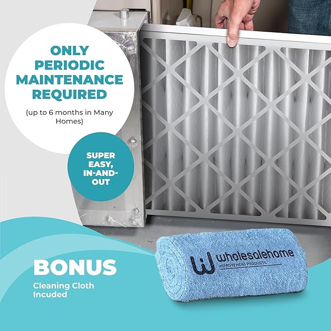 16x20x4 Air Filter Replacement MERV 11, FC100A1003 Pleated HVAC AC Furnace Filters with Wholesalehome Cleaning Cloth, 4-Pack (Actual Size: 15.94 x 19.75 x 4.38 Inches)