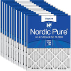 Nordic Pure 16x20x1 (Actual Size: 15 1/2 x 19 1/2 x 3/4) Pleated MERV 12 Air Filters 12 Pack