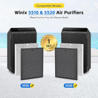 Filter Q–1712-0123-00 For Winix 5510/5520 Air Purifier Filter, Replacement for Large Room Up to 1881 Ft²/Hr, HEPA Filter+Activated Carbon Filter for Pet Dander, Smoke, Dust, Pollen