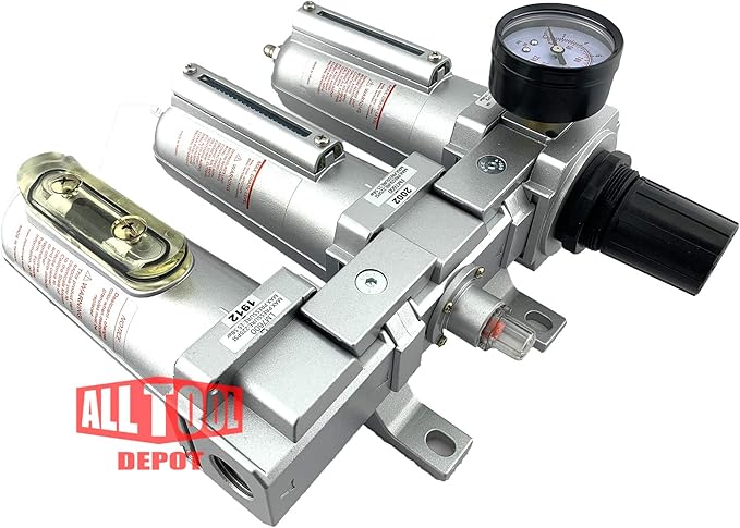 3/4" NPT HEAVY DUTY Industrial Grade Filter Regulator Coalescing Desiccant Dryer System For Compressed Air Lines, Metal Bowls, Great For Paint Spray And Plasma Cutter(MANUAL DRAIN)