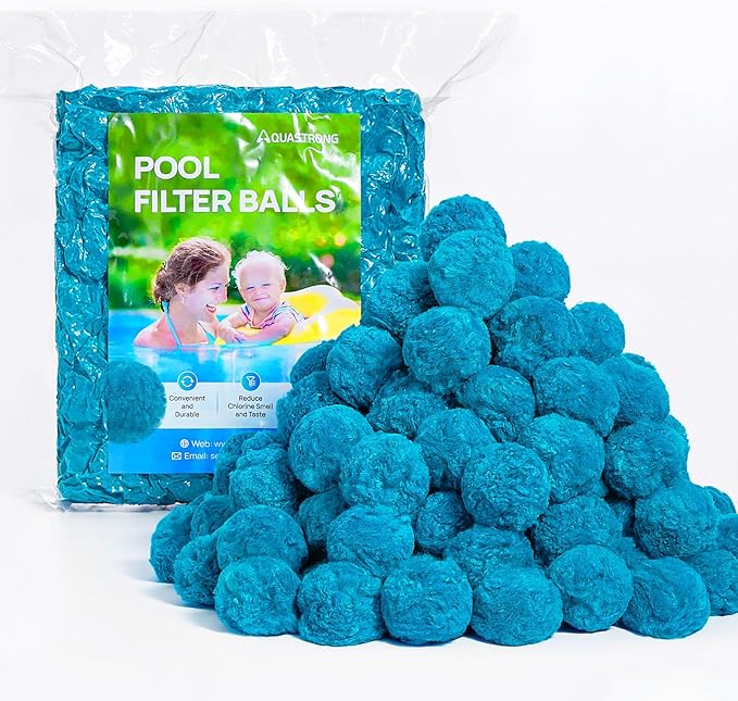 AQUASTRONG Pool Filter Balls for Sand Filter Pump, 3.1 lbs Reusable Sand Filter Balls (Replaces 100 lbs Pool Filter Sand), Efficient Blue Filter Balls for Swimming Pools, Filter Pumps, Aquariums