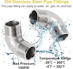 3/4" x 3/4" NPT 90 Degree Elbow 304 Stainless Steel Pipe Fittings Male Threaded Coupler, 2 Pack