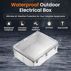 QILIPSU Waterproof Junction Box IP67 Outdoor Plastic Electrical Project Enclosure Weatherproof with Mounting Plate, Wall Brackets, Hinged Clear Cover 20"x16.1"x7.9" CC