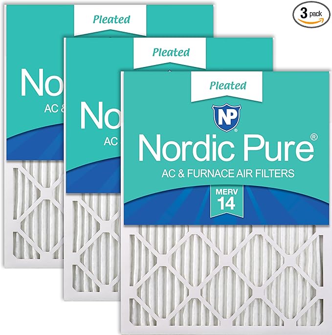 Nordic Pure 12x25x1 (Actual Size: 11 3/4 x 24 3/4 x 3/4) Pleated MERV 14 Air Filters 3 Pack
