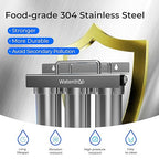 Waterdrop TST-UF-B 0.01 Micron Ultra-Filtration Under Sink Water Filter, 3-Stage Stainless Steel Under Sink Water Filtration System with Dedicated Faucet, 3 Filter Included (Drilling Required)