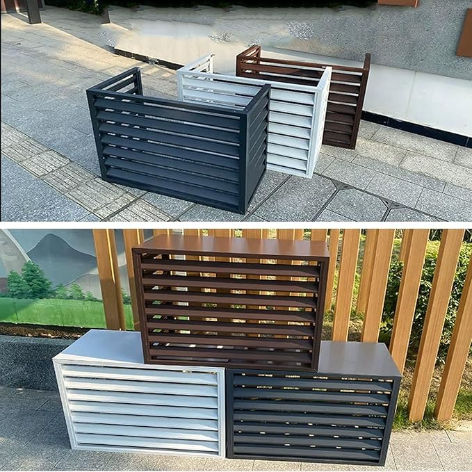 Freestanding Louvered Space Divider, outdoor garbage can enclosures, balcony air conditioning privacy cover, durable, noise reduction, suitable for gardens, balconies, walls, courtyards ( Color : FOUR