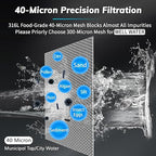 40 Micron Spin Down Sediment Filters With Scraper, Disassembly-Free Sediment Filter, Reusable Whole House Water Filter System for City/Well Water, 1" MNPT + 3/4" FNPT + 3/4"MNPT, BPA Free