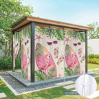 Summer Flamingbirds Outdoor Curtains for Patio Palm Leaves Plumeria Linen Waterproof Outside Curtains with Grommet Top Weatherproof Curtain for Cabana Pergola Gazebo, 2 Pack, 54" W x 108" L