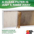 K&N 10x20x1 HVAC Furnace Air Filter, Lasts a Lifetime, Washable, Merv 11, the Last HVAC Filter You Will Ever Buy, Breathe Safely at Home or in the Office, HVC-11020