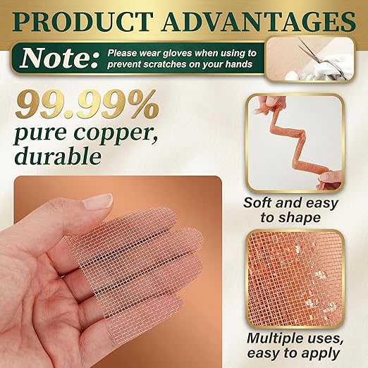 Therwen 24 Inch x 20 ft Copper Mesh Screen 99.9% Pure Copper 40 Mesh Roll Wire Fabric for Grounding Dense Filter Screen Woven Crafts Window Protection