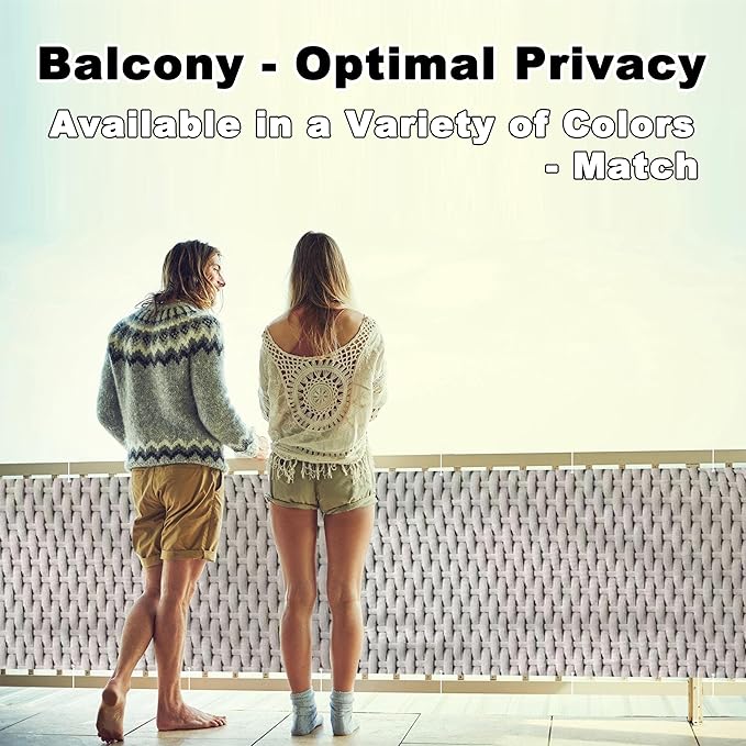 Balcony Privacy Screen 2' x 19.7' Durable and UV Resistant Outdoor Privacy Screen, with Grommets, for Banister Guard, Patio Enclosure, Backyard Gate, Weaving Pattern