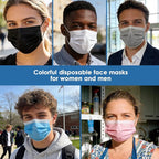 NNPCBT 5 Color Disposable Face Masks 100 Pack,3-Ply Breathable Mask For Adults,Great For Outdoors,Home, Office, School