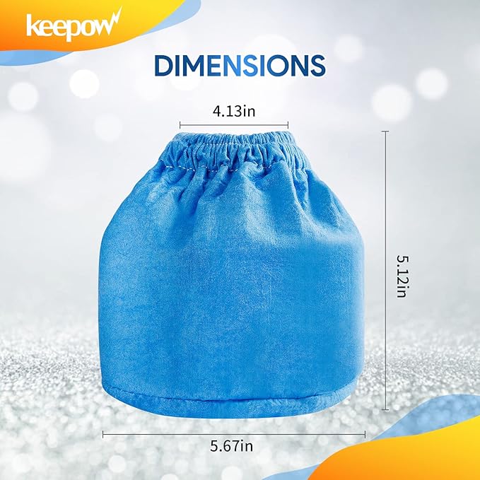 KEEPOW VRC2 Cloth Filter Compatible with Vacmaster 1.5 to 3.2 Gallon Wet/Dry Vacuums, Also Compatible with Shop Vac AA155 AA256 AA255, 2 Pack