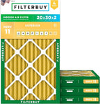Filterbuy 20x30x2 Air Filter MERV 11 Superior Pet & Allergy Defense (4-Pack), Electrostatic Pleated HVAC AC Furnace Filters Replacement, Made in USA (Actual Size: 19.75 x 29.75 x 1.75)