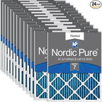 Nordic Pure 20x25x1 (Actual Size: 19 1/2 x 24 1/2 x 3/4) Pleated MERV 7 Air Filters 24 Pack