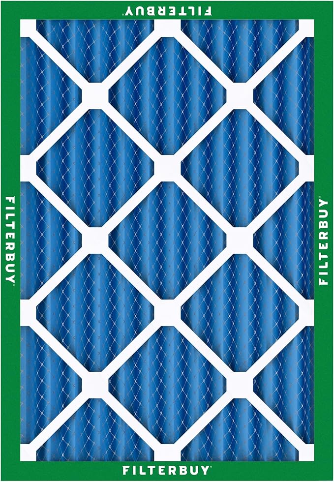 Filterbuy 14x20x2 Air Filter MERV 13 Optimal Smoke & Allergy Defense (4-Pack), Electrostatic Pleated HVAC AC Furnace Filters Replacement, Made in USA (Actual Size: 13.50 x 19.50 x 1.75)