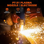 60PCS PT31 Plasma Cutter Consumables, High-Quality Cutting Performance Nozzles, Electrodes & Tips for CUT-40, CUT-50, CT-312Plasma Cutters, Precision Fit Plasma Cutter Torch PT-31 JG-40 LG-40