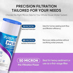PUREPLUS 50 Micron 10"x2.5" Whole House Pleated Sediment Filter for Well Water, Replacement Cartridge for Universal 10 inch RO System, W50PE, WFPFC3002, SPC-25-1050, FM-50-975, 801-50, WB-50W, 4Pack