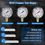 SINOCMP Hydraulic Pressure Gauge Test Kit with 3 Gauges 25/40/60MPa, 16 Straight Connectors, 3 Tee Connectors, 3 Test Hoses 64.5IN, Construction Machinery Excavator Hydraulic Tester Kit