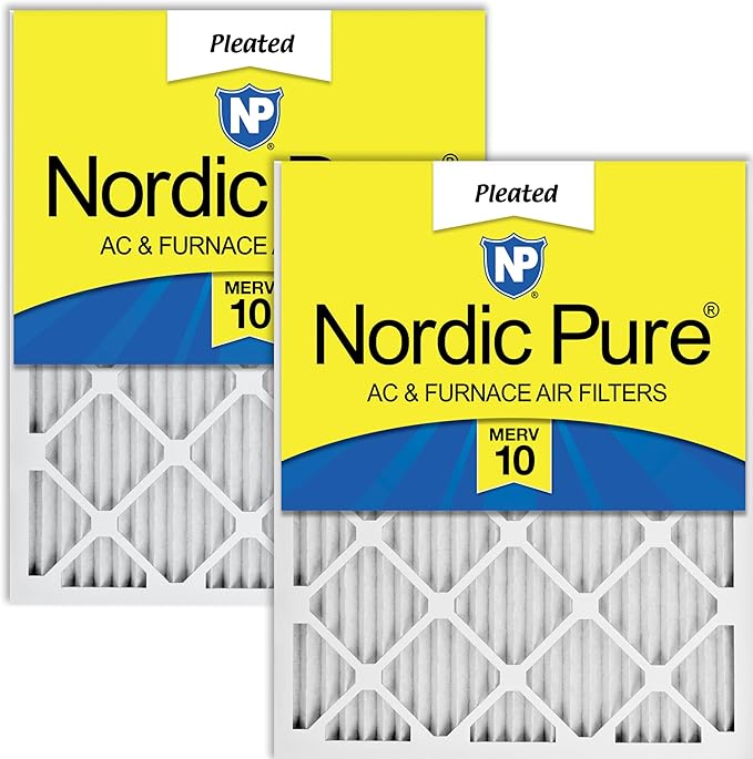 Nordic Pure 14x30x1 (Actual Size: 13 11/16 x 29 11/16 x 3/4) Pleated MERV 10 Air Filters 2 Pack