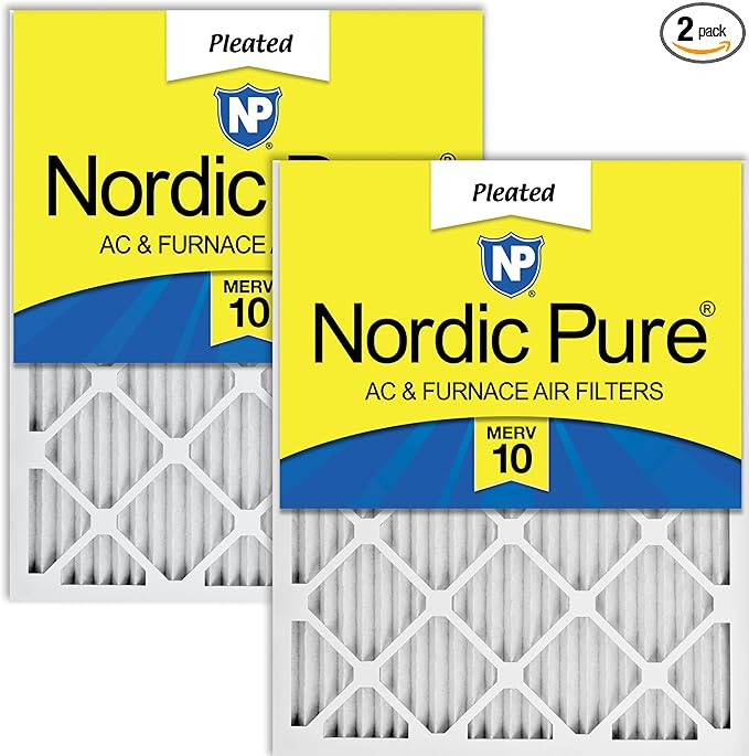 Nordic Pure 16x30x1 (Actual Size: 15 3/4 x 29 11/16 x 3/4) Pleated MERV 10 Air Filters 2 Pack
