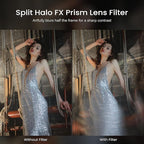 Walking Way 82mm Split Halo FX Prism Lens Filter, Rotating Half-Frame Blur & Halo Effect Filter for Portraits, Creative Photography & Video, Durable Optical Glass