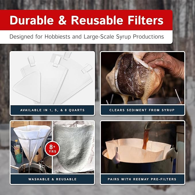 The Felt Store Synthetic Maple Syrup Filter Cone – Reusable Heavy-Duty Polyester Syrup Strainer for Clear Syrup, Easy to Mount or Hang, Food-Grade Material - Spring Maple Sugaring - 1 Quart