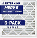 Filter King 19x19x1 Air Filter | 6-PACK | MERV 8 HVAC Pleated A/C Furnace Filters | MADE IN USA | Actual Size: 19 x 19 x .75"
