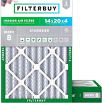 Filterbuy 14x20x4 Air Filter MERV 8 Essential Dust & Allergy Defense (2-Pack), Electrostatic Pleated HVAC AC Furnace Filters Replacement, Made in USA (Actual Size: 13.50 x 19.50 x 3.63)