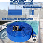 1" x 100 ft Backwash Hose for Swimming Pools, Heavy Duty PVC Lay Flat Water Discharge Hose,Durable Pool Drain Hose with Aluminum Pin Lug Fittings for Pump And Filters