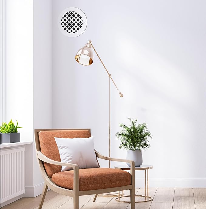 SABA Home Decor Air Vent Cover Grille - Acrylic Plexiglass 10" Round Duct Opening (12" Round Overall) White Finish Registers for Walls and Ceilings NOT for Floor USE, Venetian (1, 10" Round Screws)