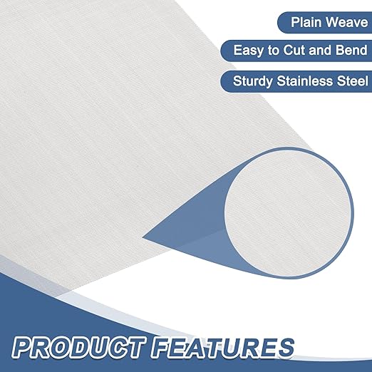 uxcell 120 Mesh 79" x 10" Woven Wire Mesh, 316 Stainless Steel Air Vent Filter Screen, Window Screen Mesh for DIY Projects Vents Cover Filtration Animals Fence