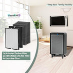 Air220 Air320 Filter Compatible with Bissell Air 220 Filters Replacements for Air220 2609A & Air320 2768A, Compare to Part# 2677 2678 2804, 1 True HEPA w/Pre-filter+1 Activate Carbon+4 Pre-filters