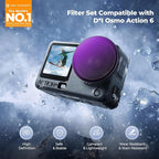 K&F CONCEPT Snap On ND Filter Kit Compatible with DJI Osmo Action 6, 4 Pack ND8 ND16 ND32 ND64 Light Reduction Neutral Density Filters HD Optical Glass/Multi-Coated Action Camera Accessories