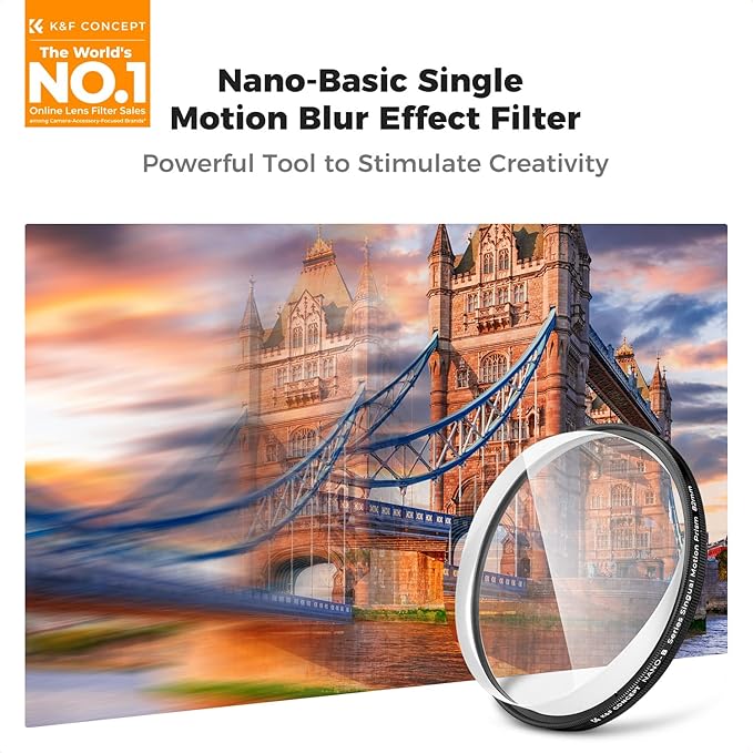 K&F CONCEPT 67mm Unilateral Blur Ghost Motion Filter Super Speed Effects for Camera Lens Clear Optical Glass with Cleaning Cloth